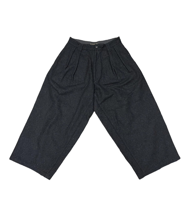 Ys Gabardine wide wool cropped pants - 1