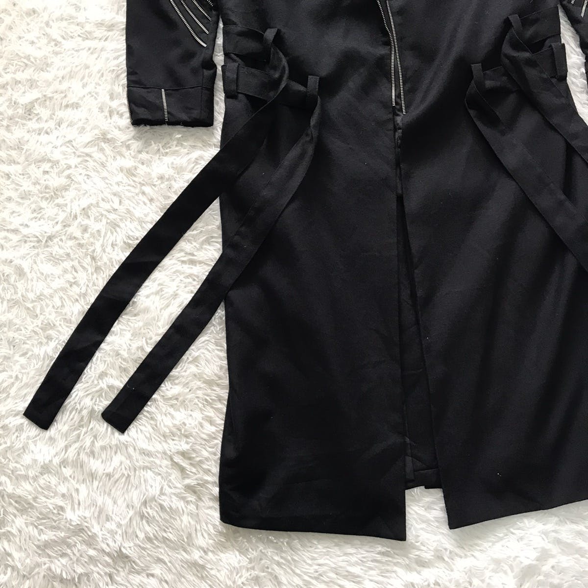 Custom - 💥Rare Goth Punk Bondage Belt Long Coat Jacket Zip Railing - 9