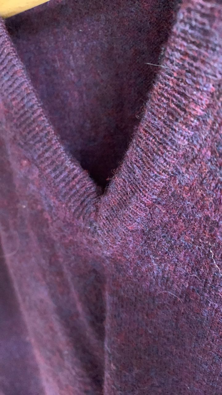 Purple Cashmere V-Neck Sweater - 4