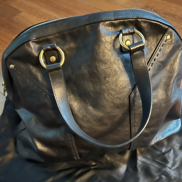 YSL 2007 Black Leather Rive Gauche Muse Tote Bag Dome - 12