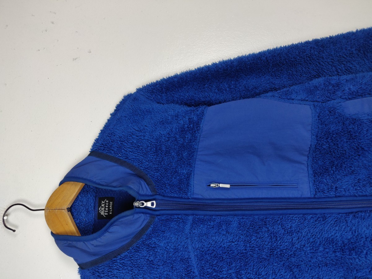 Blue - Retro X Deep Pile Fleece Pullover Jacket Sweater - 5