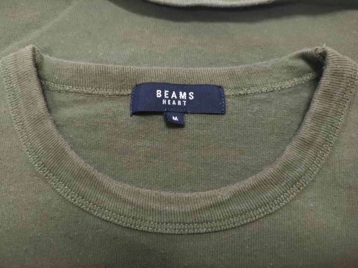Beams Blank Long Sleeve Green Army - 2