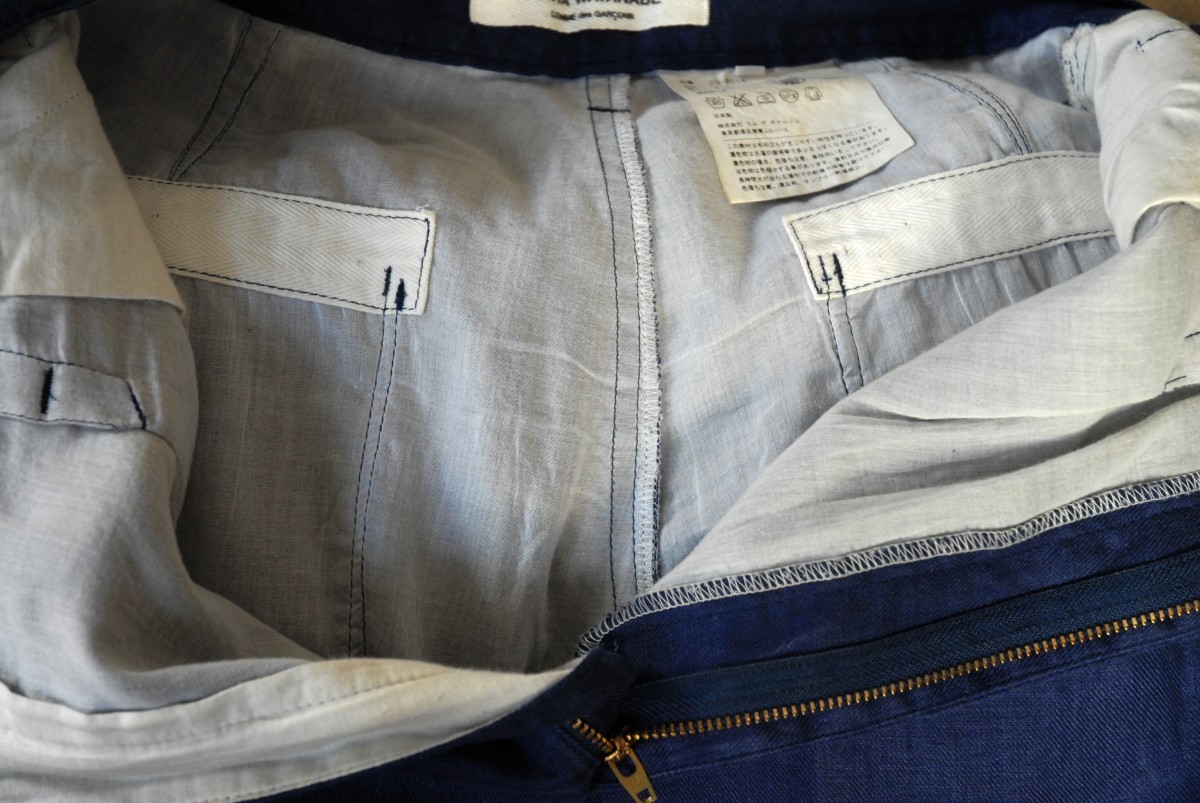 Junya Watanabe - cropped drop crotch linen pants - 8