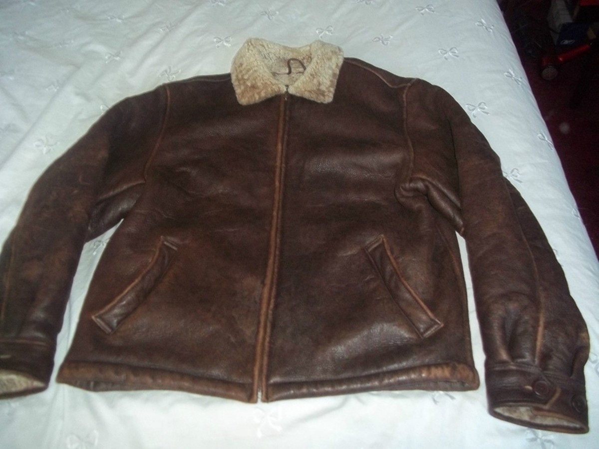 Vintage - 100% Sheepskin Shearling Leather Jacket Fur Collar - 2