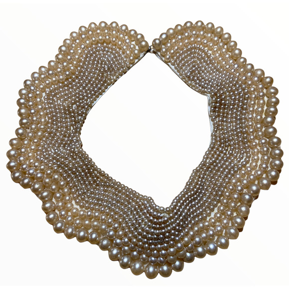 Vintage Pearl Collar Necklace Choker Baar & Beards Japanese Pearl - 1