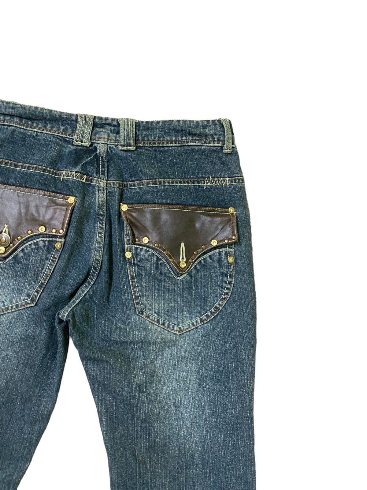 Vintage - FLARED💥 Indecent Leather Backpocket ClawMark Bootcut Denim - 13