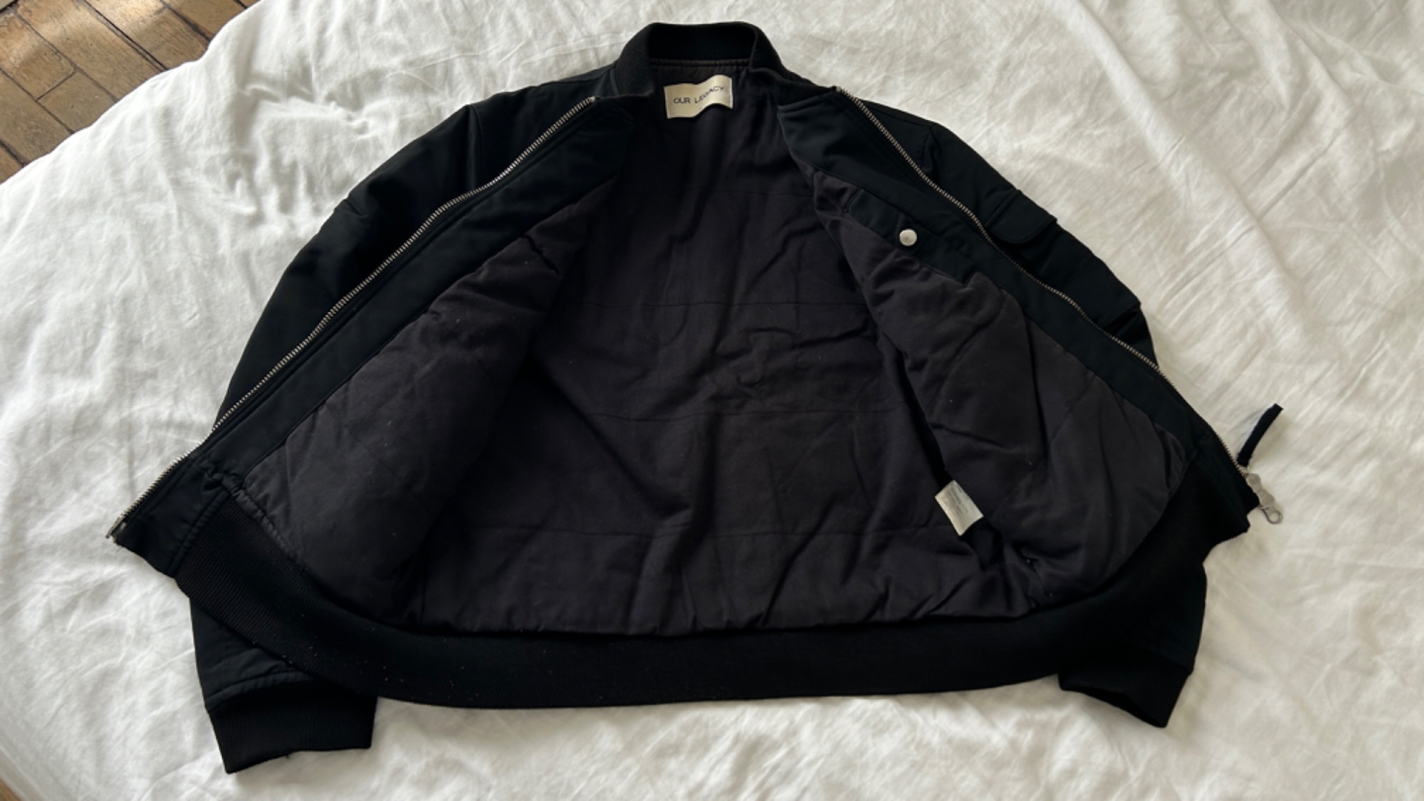 matte black shimmer ma1 bomber jacket 2 . our legacy . large - 7