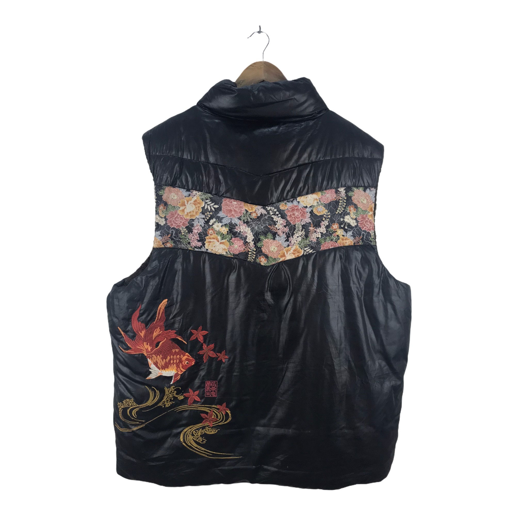 Sukajan Souvenir Jacket - Karakuri Tamashi Sukajan Puffer Fish Koi Vest - 1