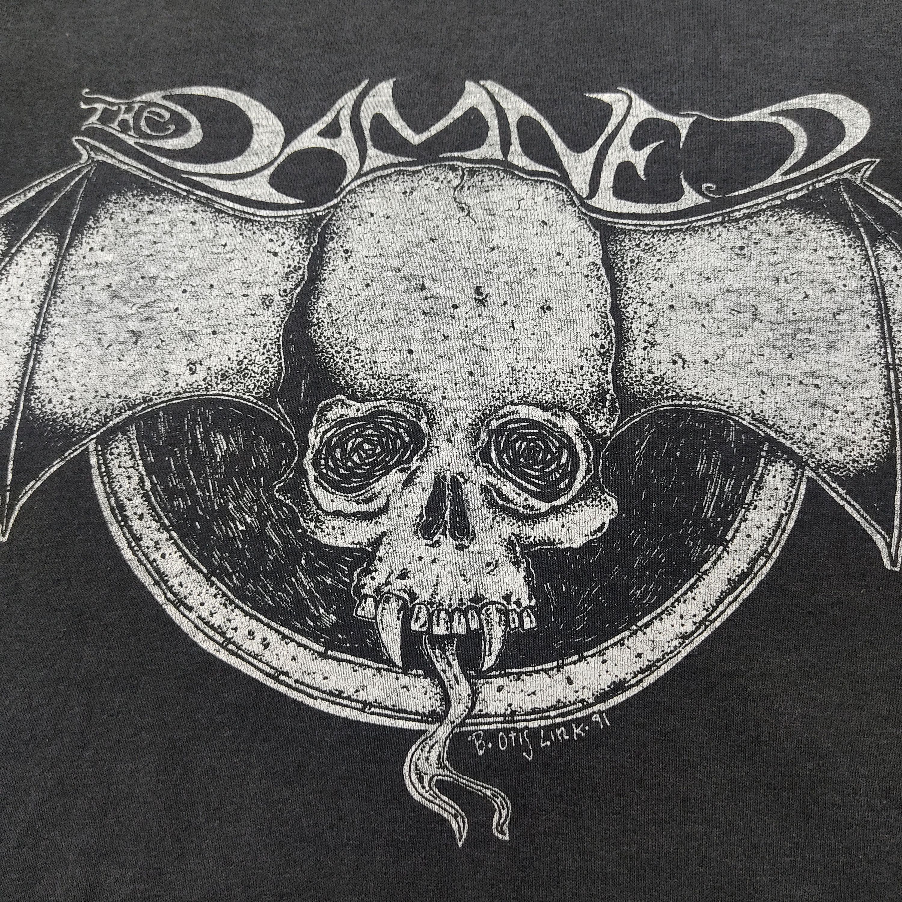 Vintage The DAMNED B.Otis Link Bat Skull 1991 Tour T-shirt - 5