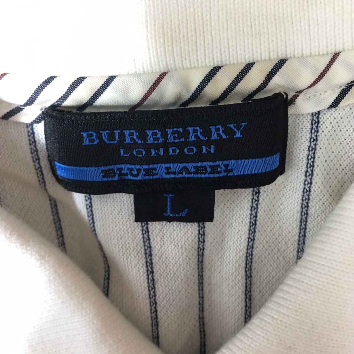 Vtg BURBERRY LONDON PRORSUM Blue Label Polo Tee Striped - 4