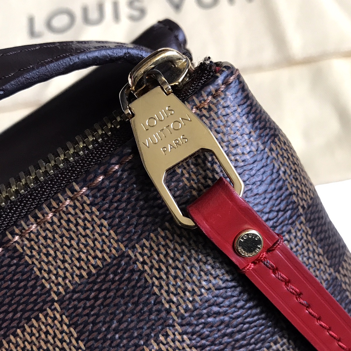 Louis Vuitton Damier Ebene Twice Cerise Pochette Sling Bag - 14