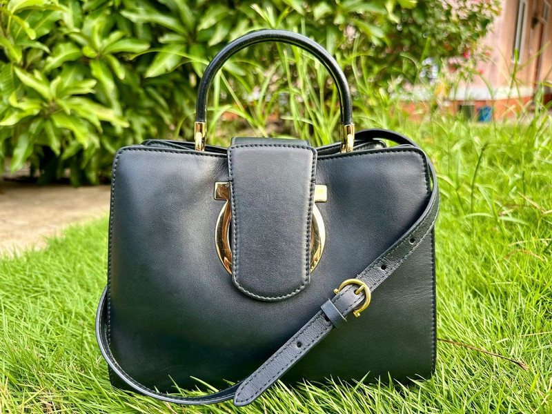 Authentic Salvatore Ferragamo Thea Leather Top Handle Bag - 1