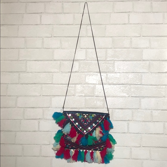 America & Beyond Boho Embroidered Tassel Crossbody - 3