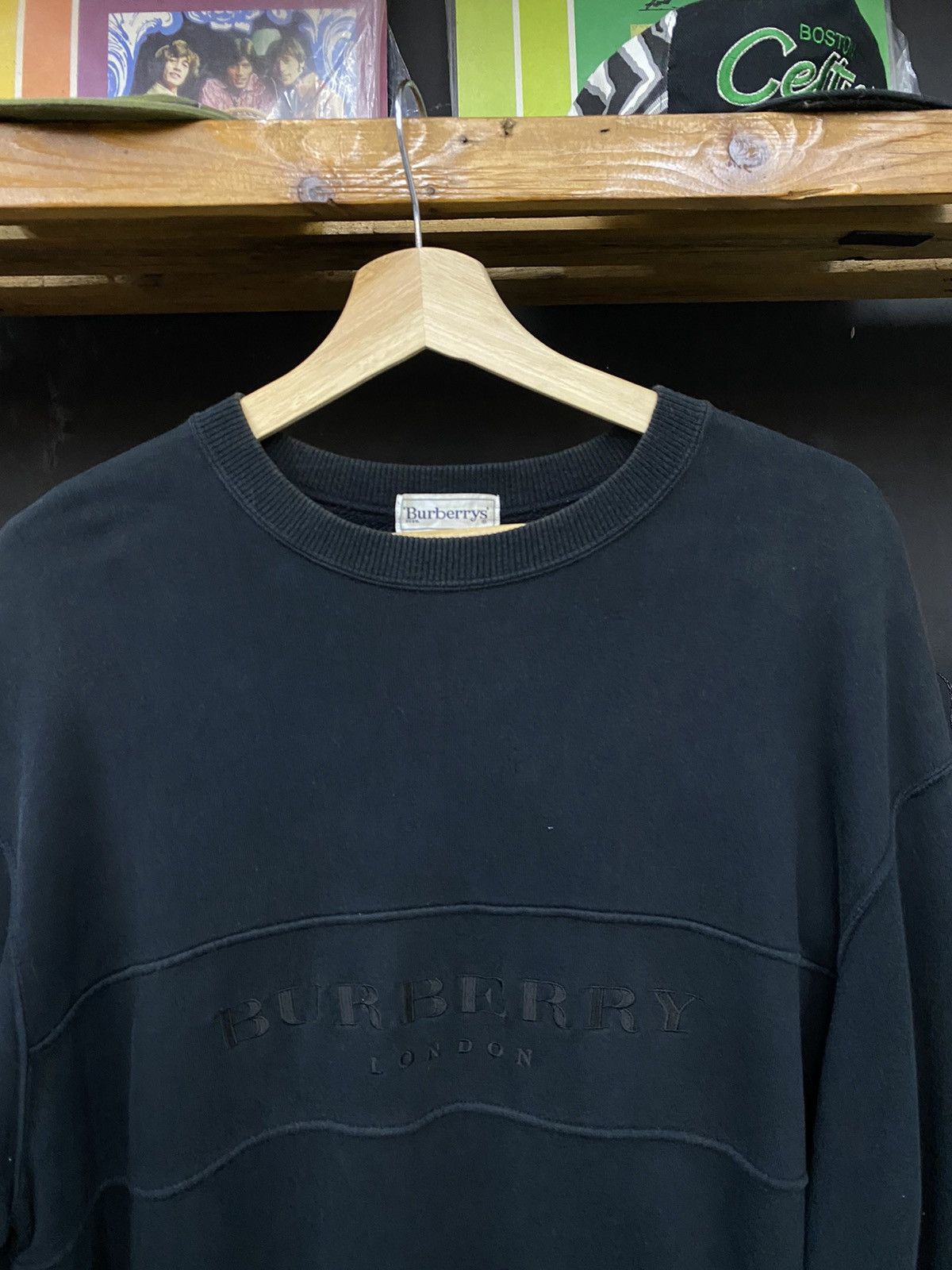 Vintage Burberry Embroidered Black Faded Sweatshirt - 3