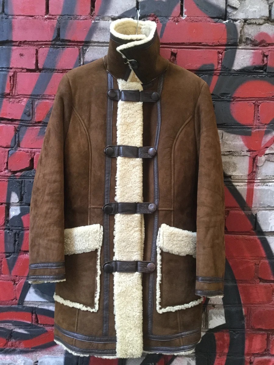 Vintage - Sheepskin hippie long brown coat. - 2