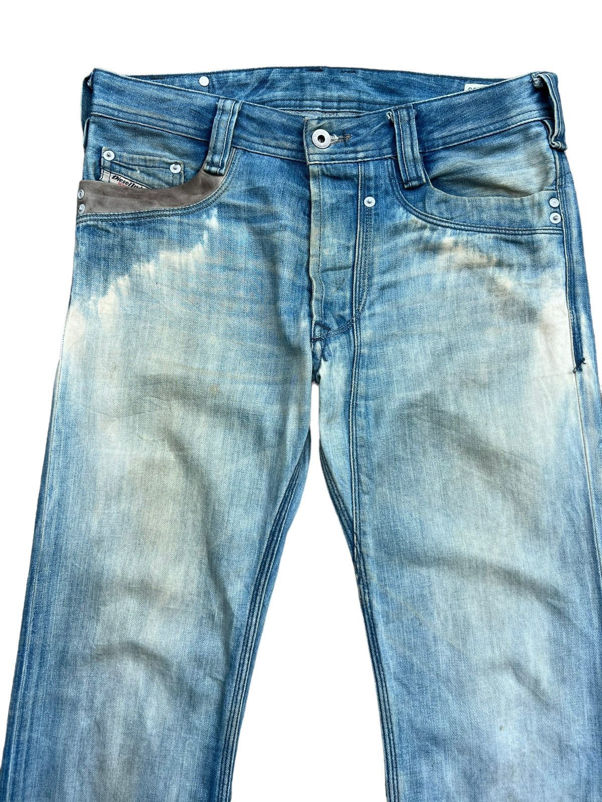 Vintage Diesel Leather Faded Distressed Denim Jeans 32x31 - 4