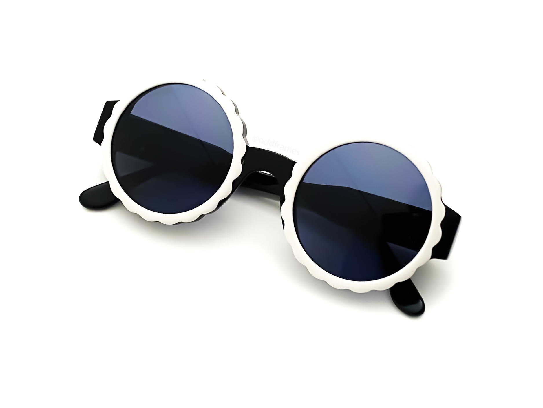 CHANEL Round Black Scalloped Sunglasses - 1