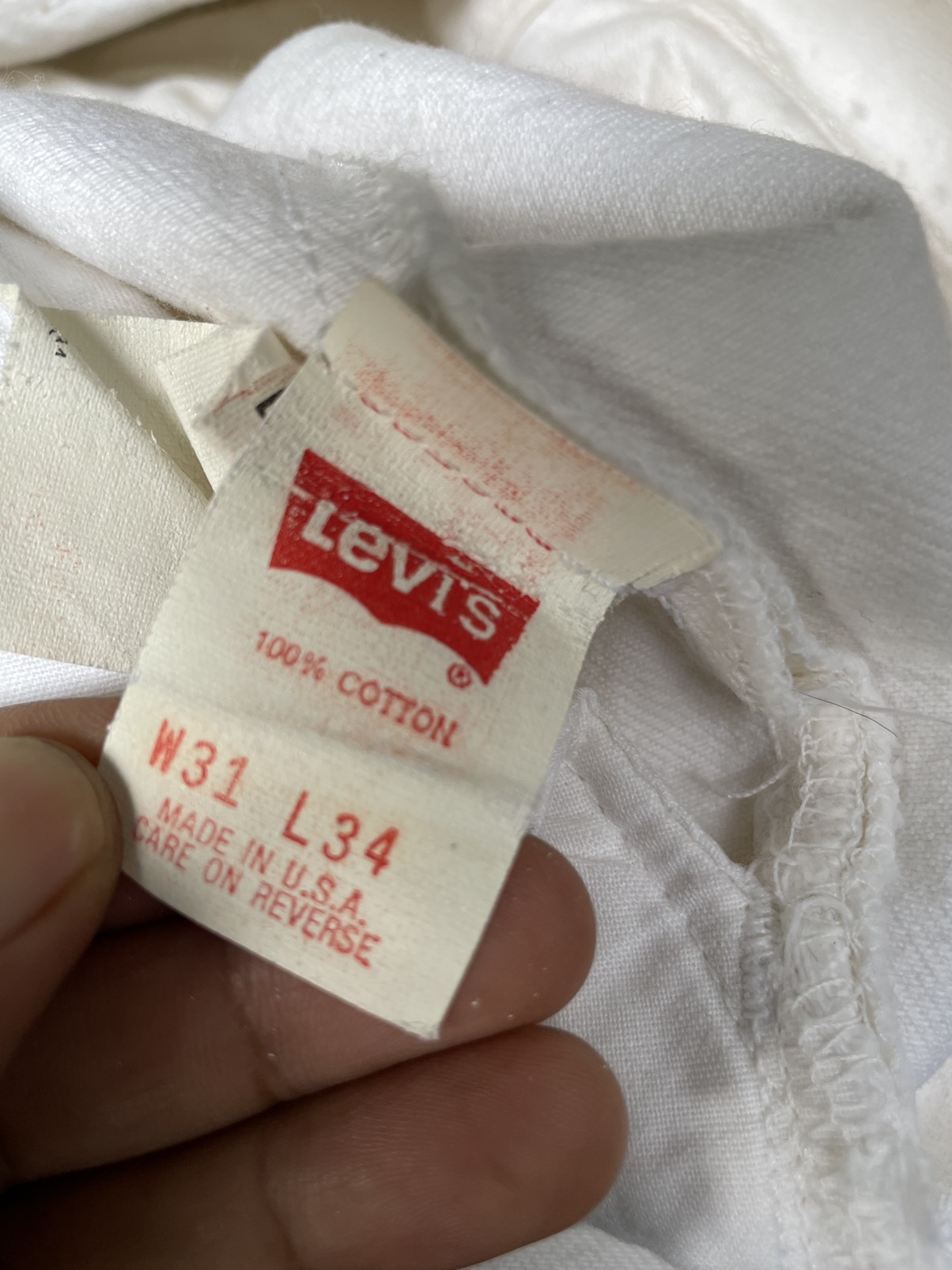 Vintage - Vintage 90s Levis 501 White Made In USA Denim Jeans - 14