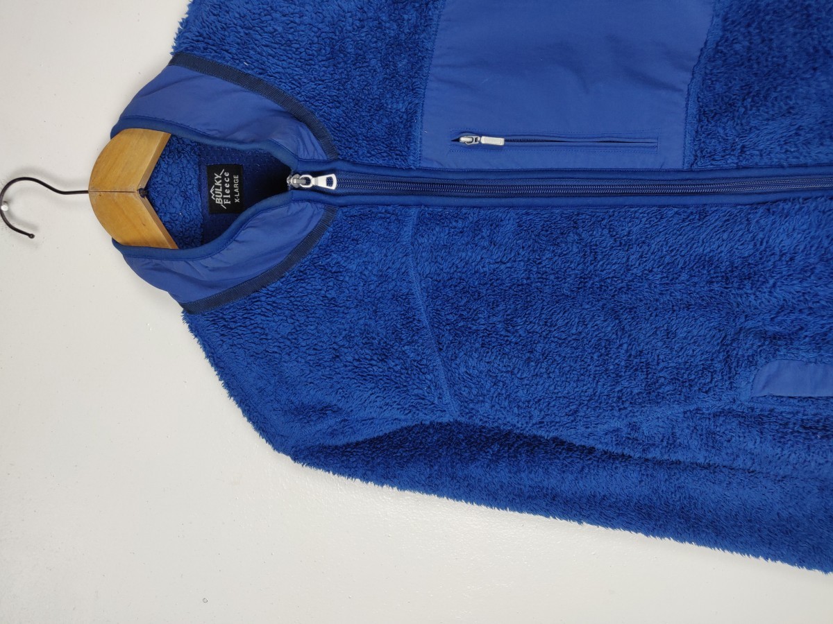 Blue - Retro X Deep Pile Fleece Pullover Jacket Sweater - 4