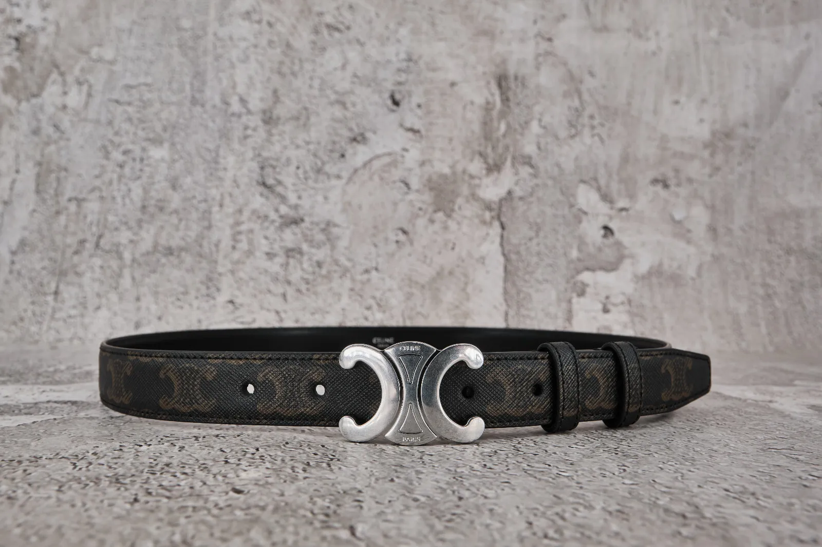 Brand New In Box Celine Medium Black Triomphe Belt in Triomphe Canvas 85, 650$ - 7