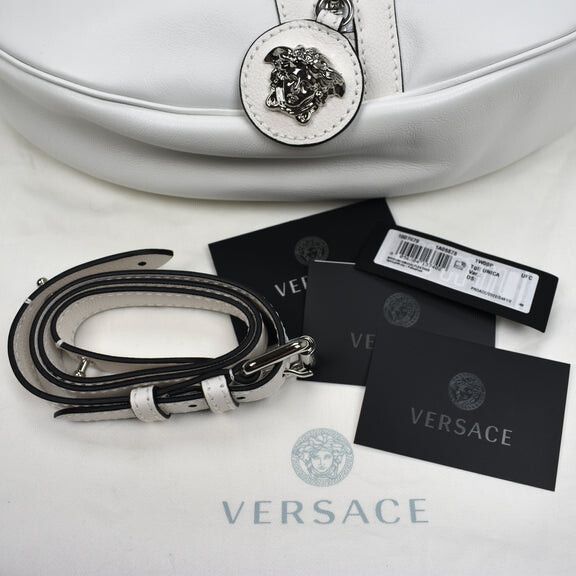 Versace White Leather Medusa Logo Hobo Bag - 13