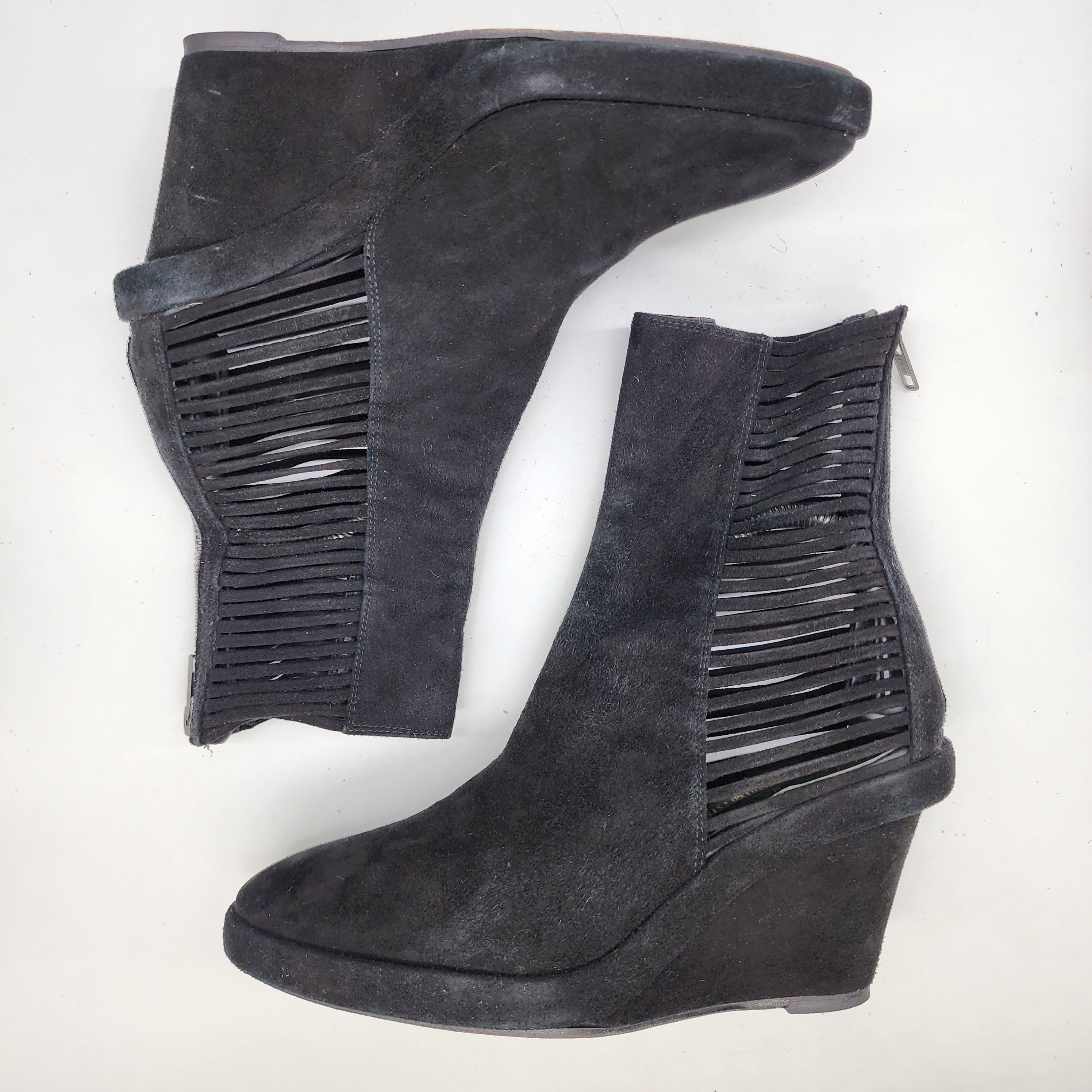 Ann Demeulemeester - Black Suede Slatted Wedge Boots - 6