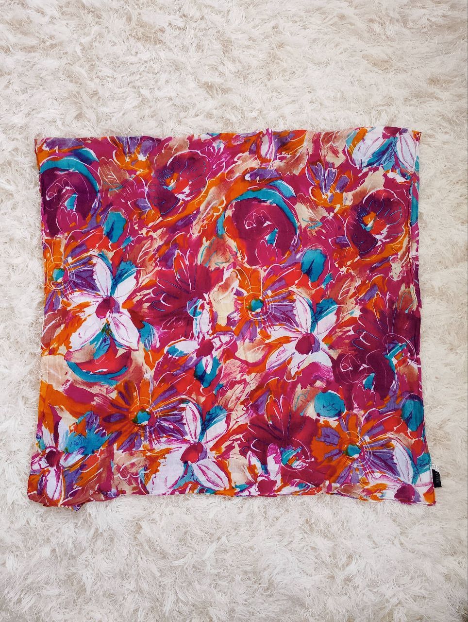 Designer - YUSHI Space 606 Multicolour Floral Art Painting Shawl Scarf - 8