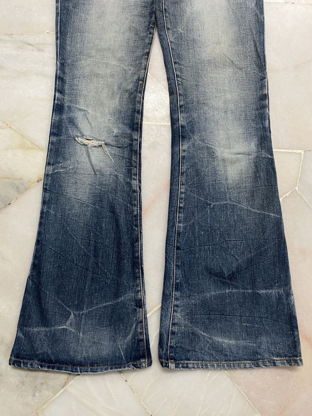 💥Flare💥Vintage Japanese Sick Washed Faded Jeans Distress - 6