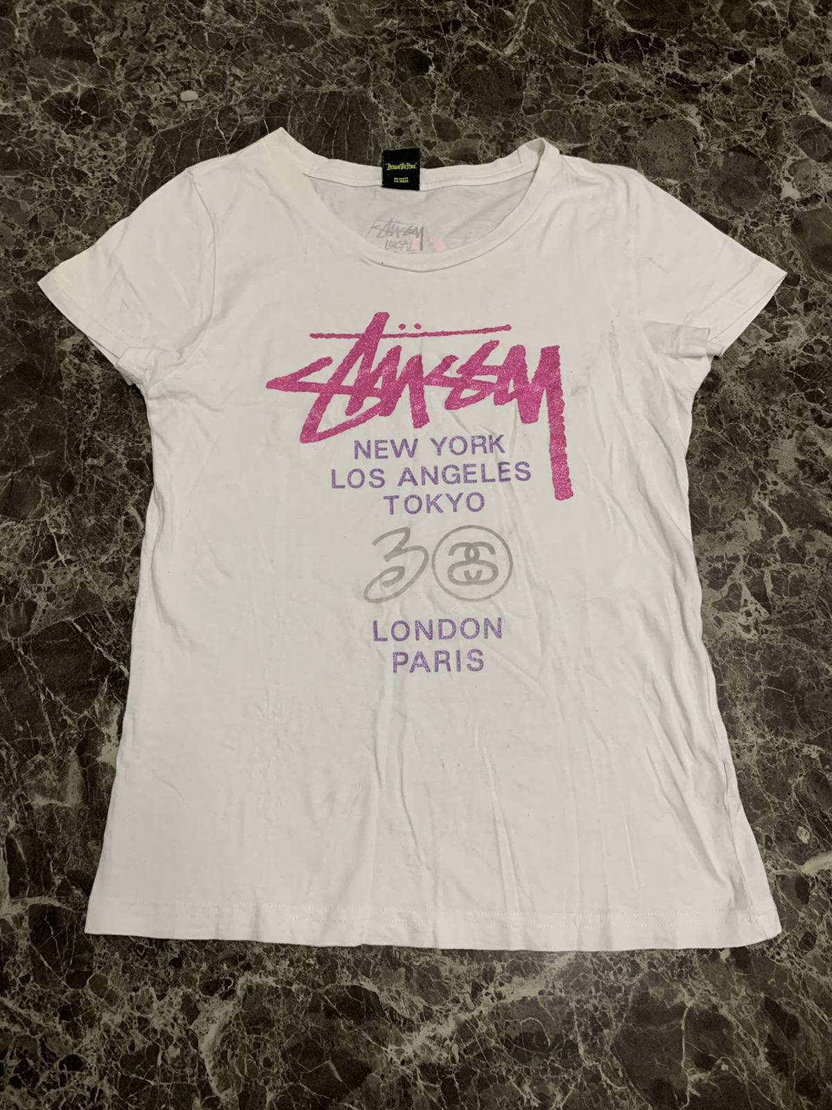 Vintage Stussy Usa World Tour Big logo Tshirt - 1