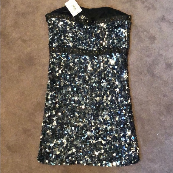 Free People Beads + Leather Strapless Sequin Dress - 11