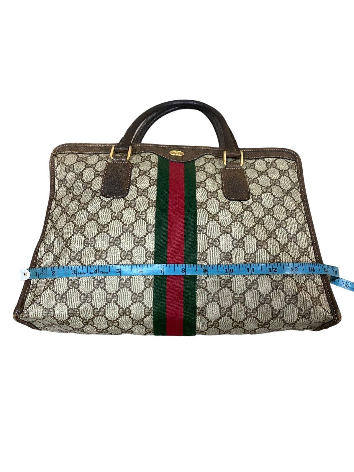 Vtg🔥Authentic Gucci GG Canvas Web Sherry Line Handbag - 19