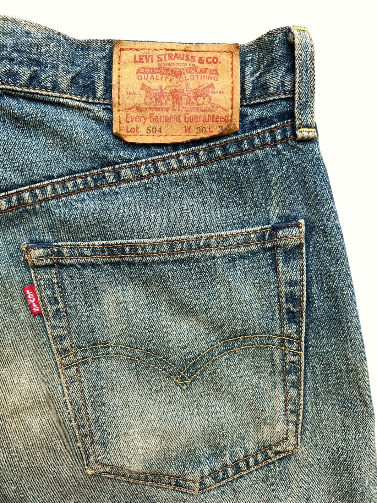 Vintage 90s Levis Distressed Mudwash Patch Denim Jeans 30x35 - 9