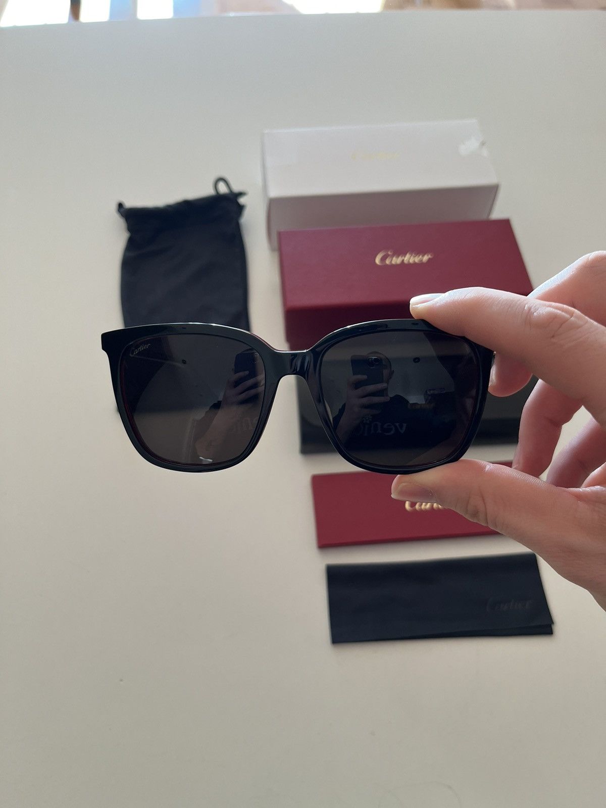 NIB - Cartier Black and Red Acetate Sunglasses - 2