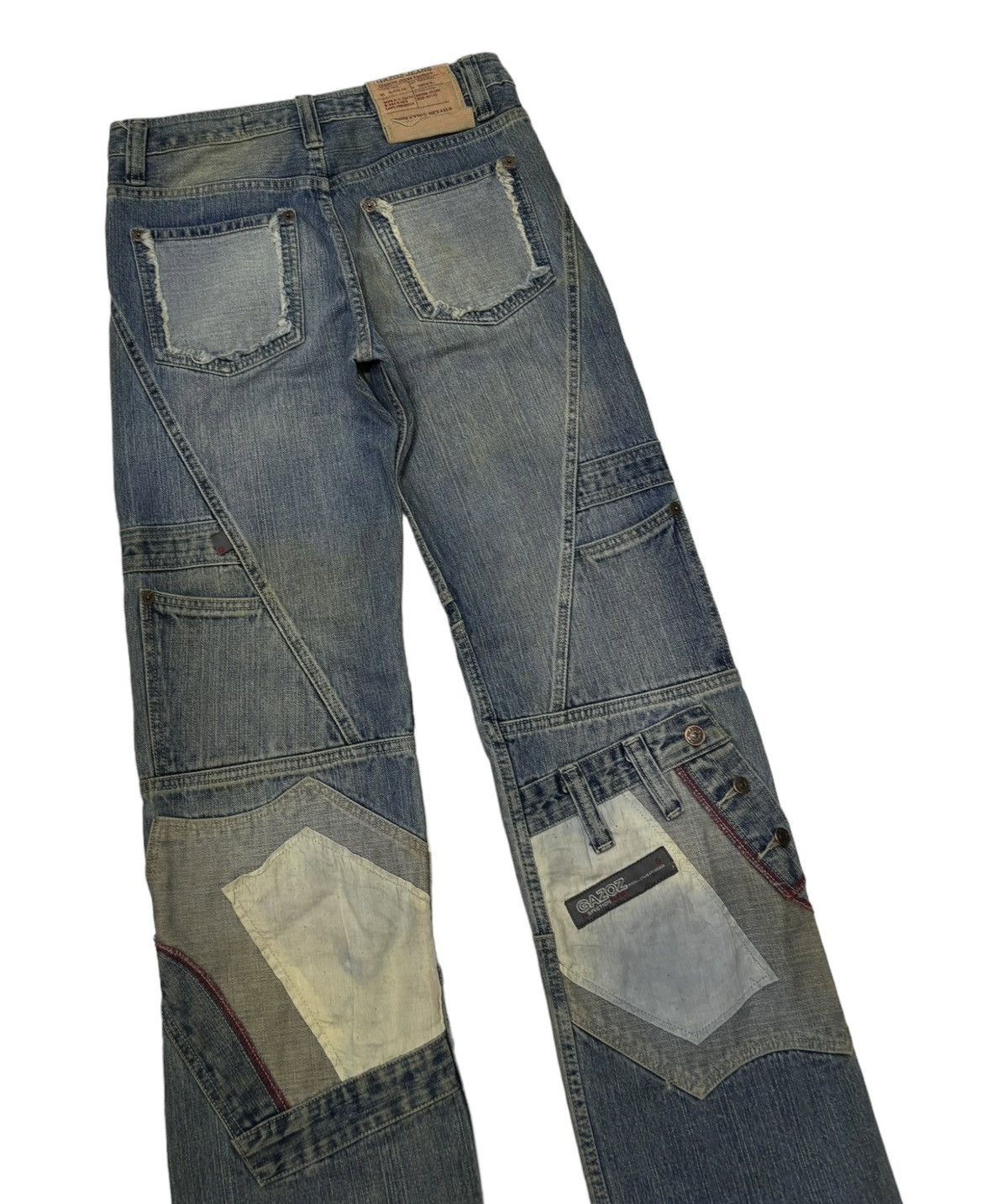 RARE🔥VINTAGE MULTI POCKET DENIM PATCHWORK GAZOZ JEANS HYPE - 4