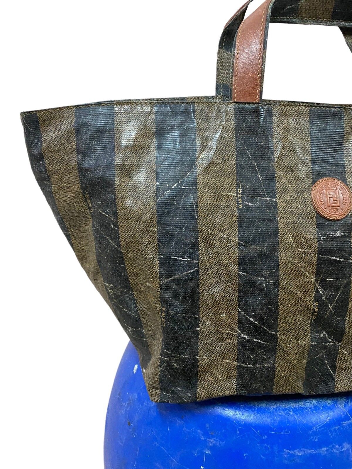 Fendi Roma Pequin Striped Tote Bag Made In Italy - 7