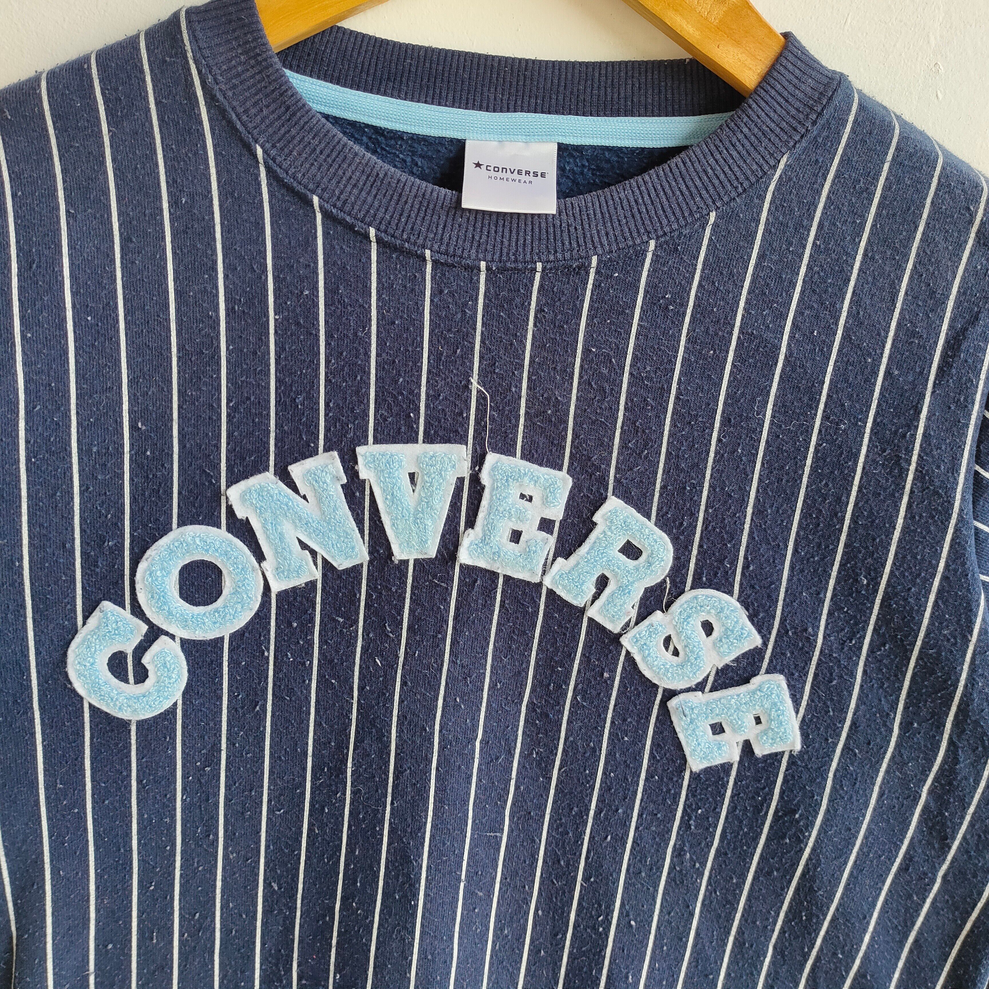 CONVERSE Big Embroidery Spell Out Stripe Pattern Sweatshirt - 2
