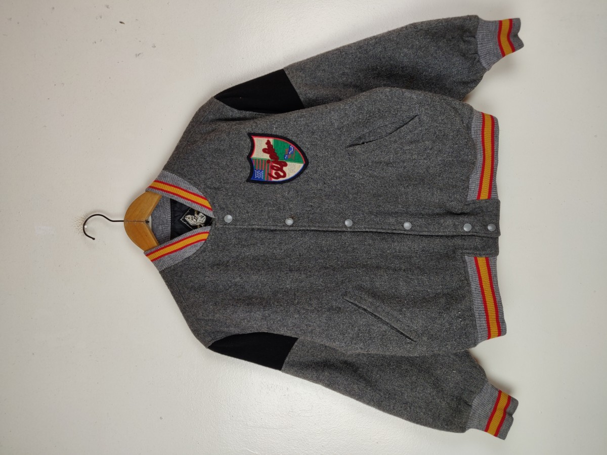 Varsity - Eljohn Classic Grey Wool Jacket Bomber Streetwear - 2
