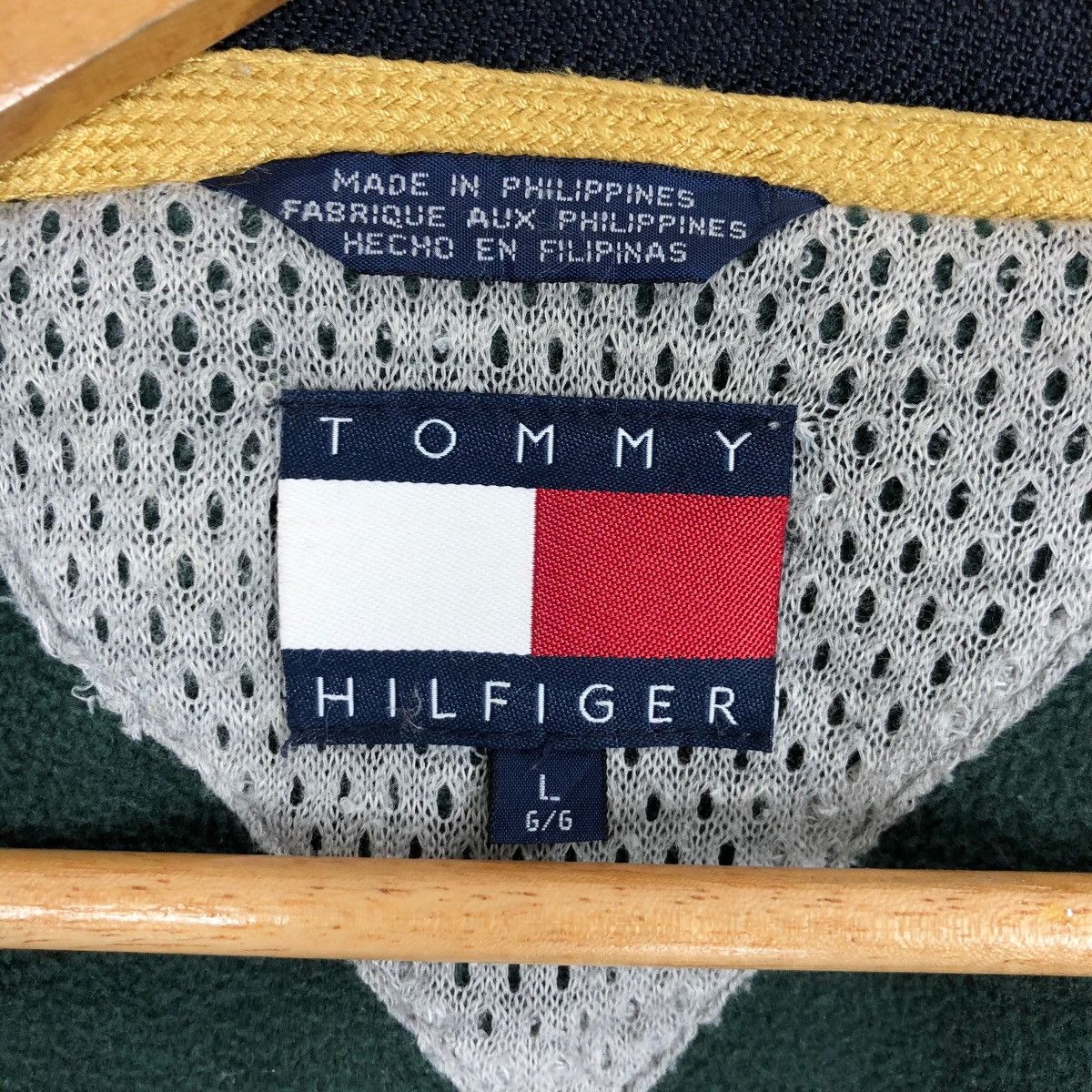 Vintage 90s Tommy Hilfiger Jacket Big Logo Foldable Hoodie - 10