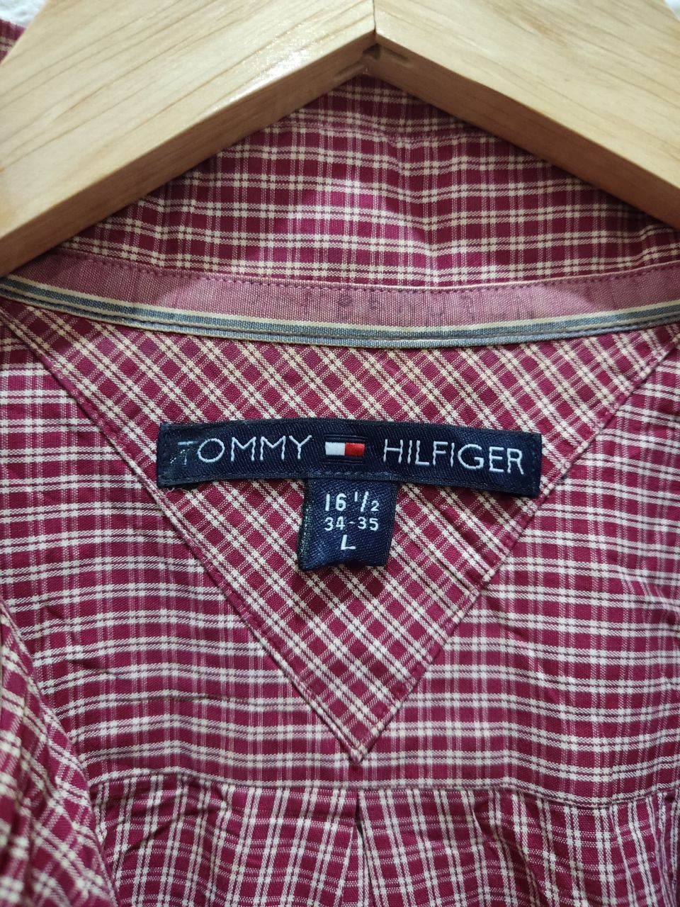 Tommy Hilfiger Red Plaid Checked Oversized Long Sleeve Shirt - 7