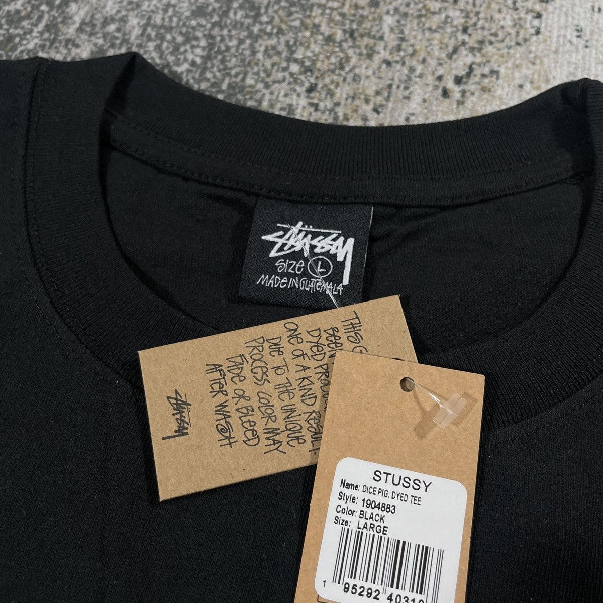 STUSSY " DICE " PIG DYED TEE BLACK - 4