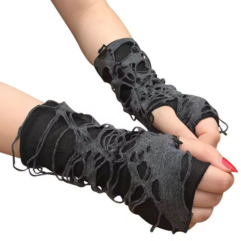 Japanese Brand - Gothic Black Fingerless Gloves - 1