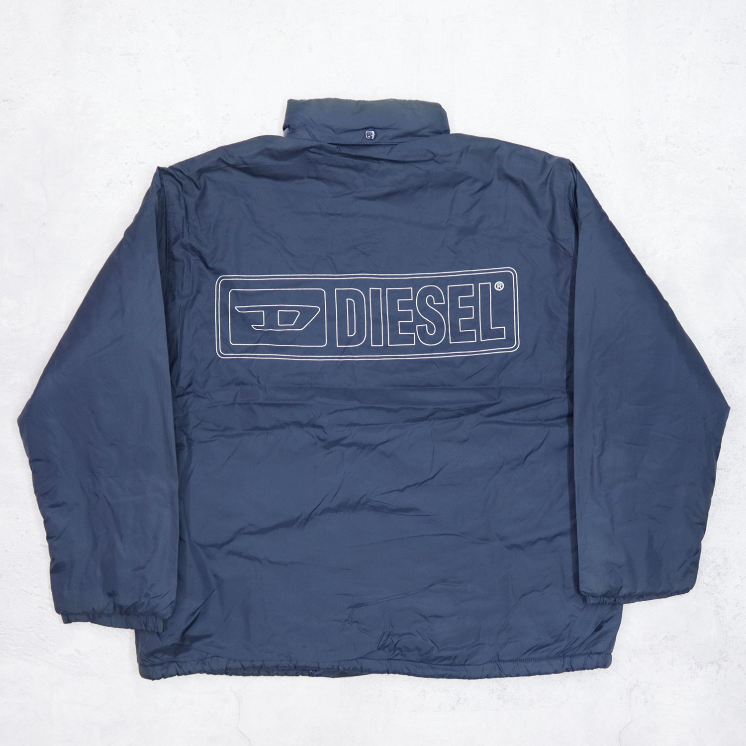 Vintage 90s DIESEL Big Logo Bomber Windbreaker Hoodie Jacket - 1