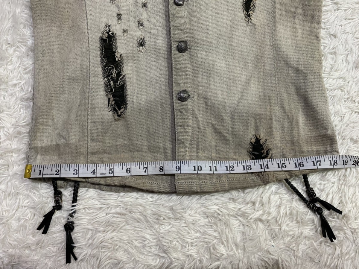 Distressed Denim - Mades Signature Style Sleeveless Distressed Denim Jacket - 18