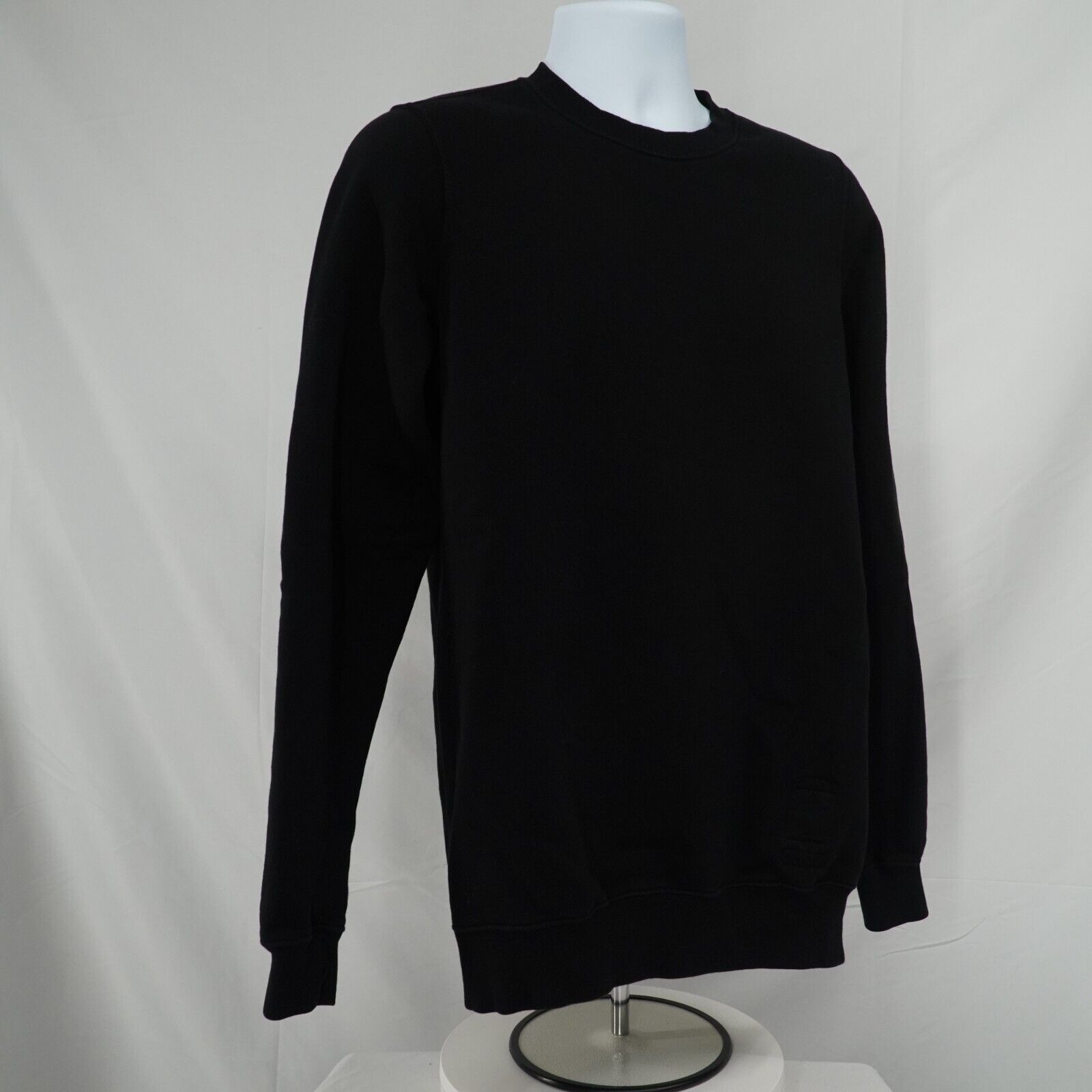 Black Crew Neck Long Sleeve Shirt Cotton - 5
