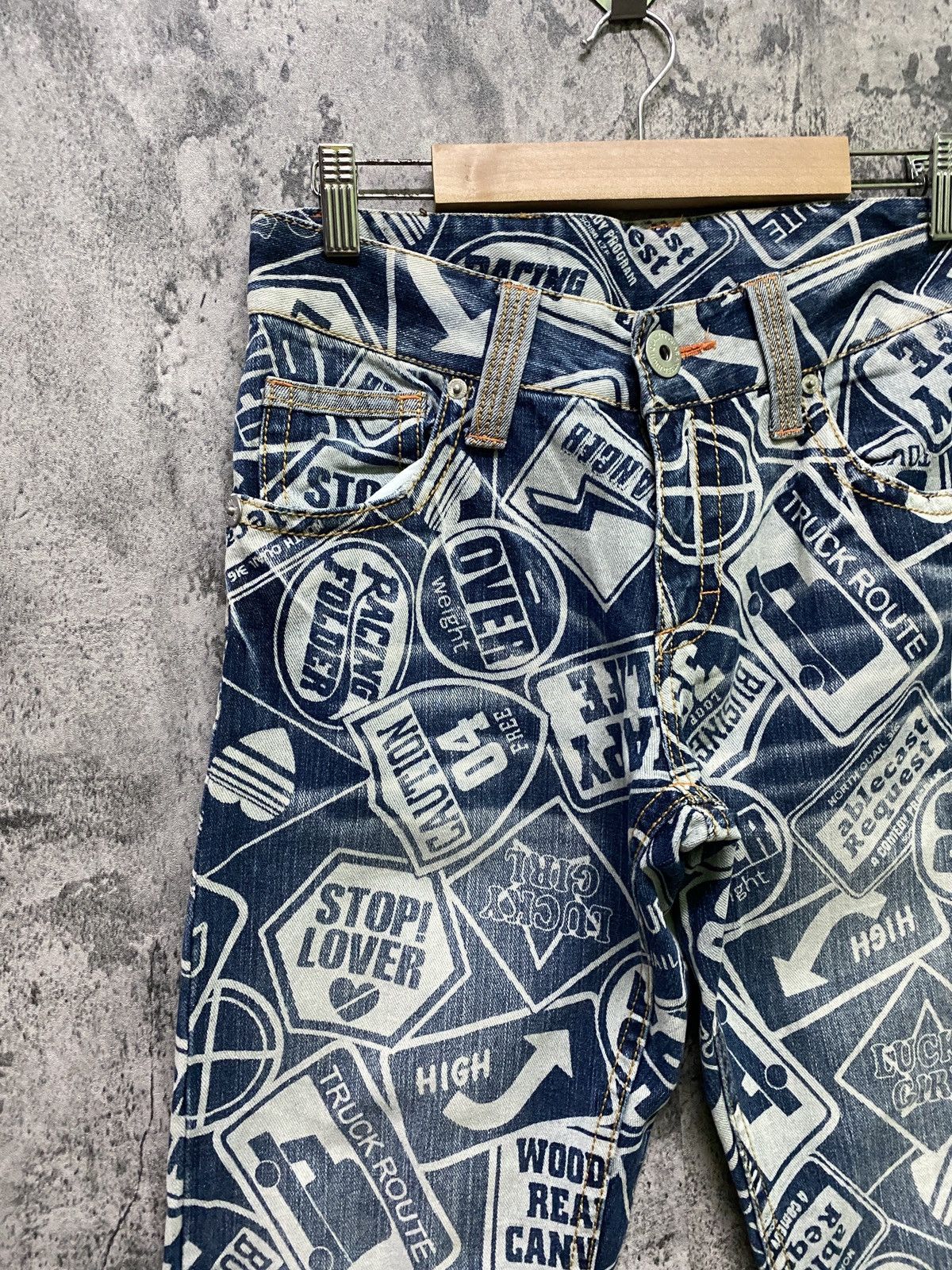 Japanese Brand Full Print Denim Faded like Hysteric Pants - 4