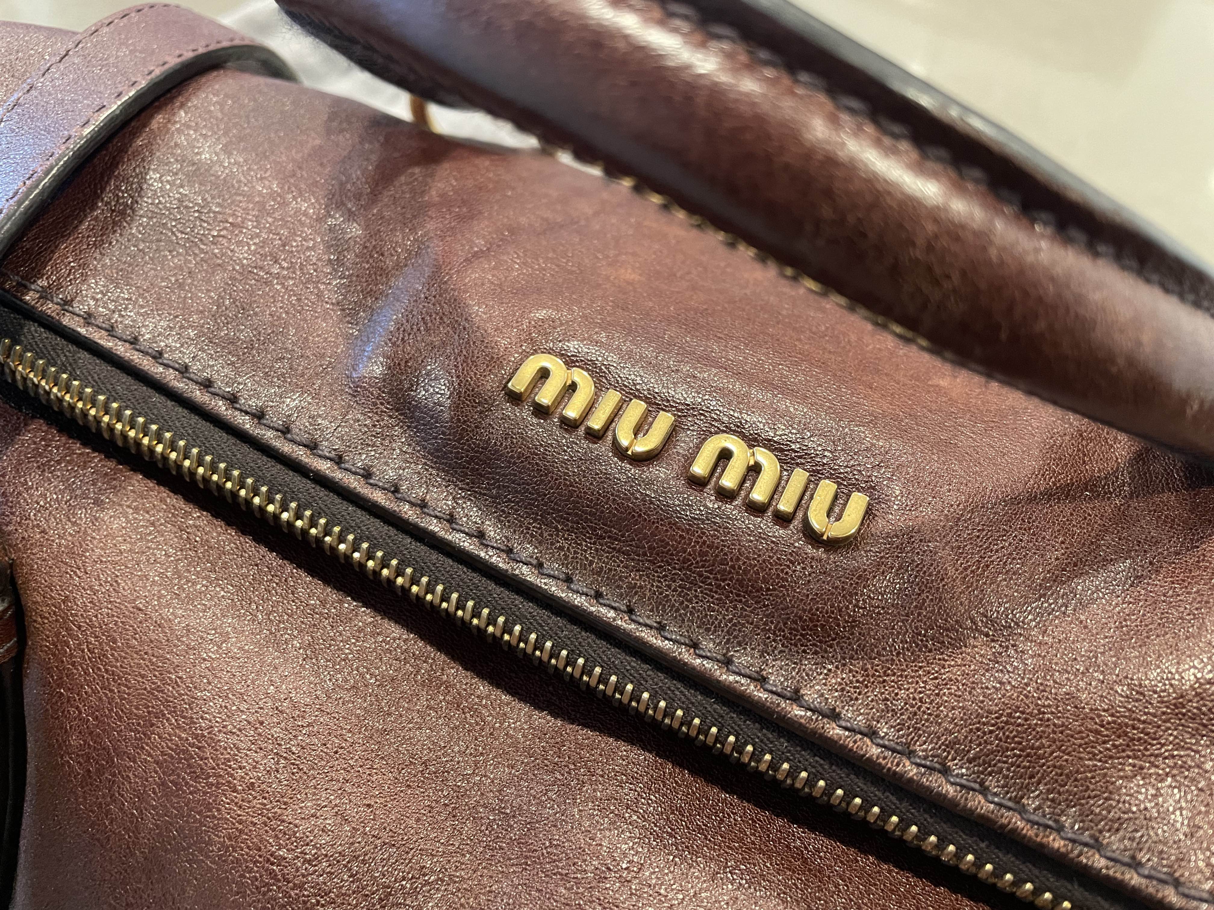 Miu Miu Vitello Lux Bow Top Handle Bag - 5