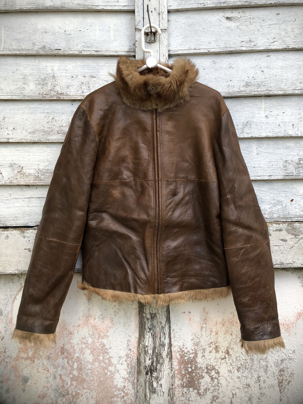 Genuine Leather - Belvest Leather Reverse Mink Fur Crop Jacket - 1