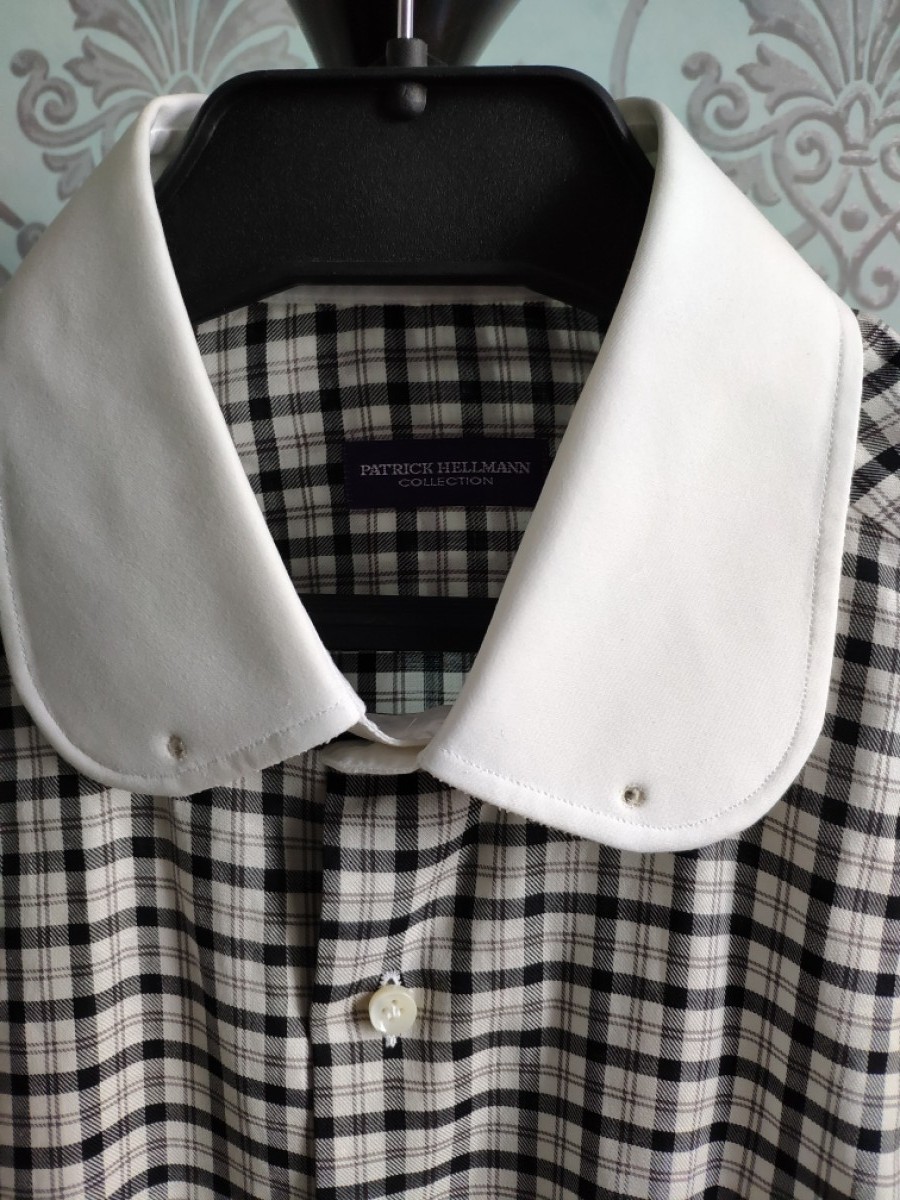Patrick Hellmann Collection - NEW ! Collar pin & bar plaid shirt.Like Comme des Garcons - 2