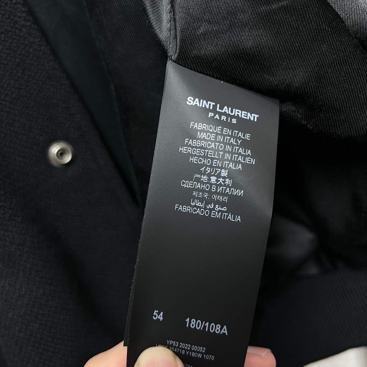 SLP Saint Laurent black and white wool baseball jacket - 4
