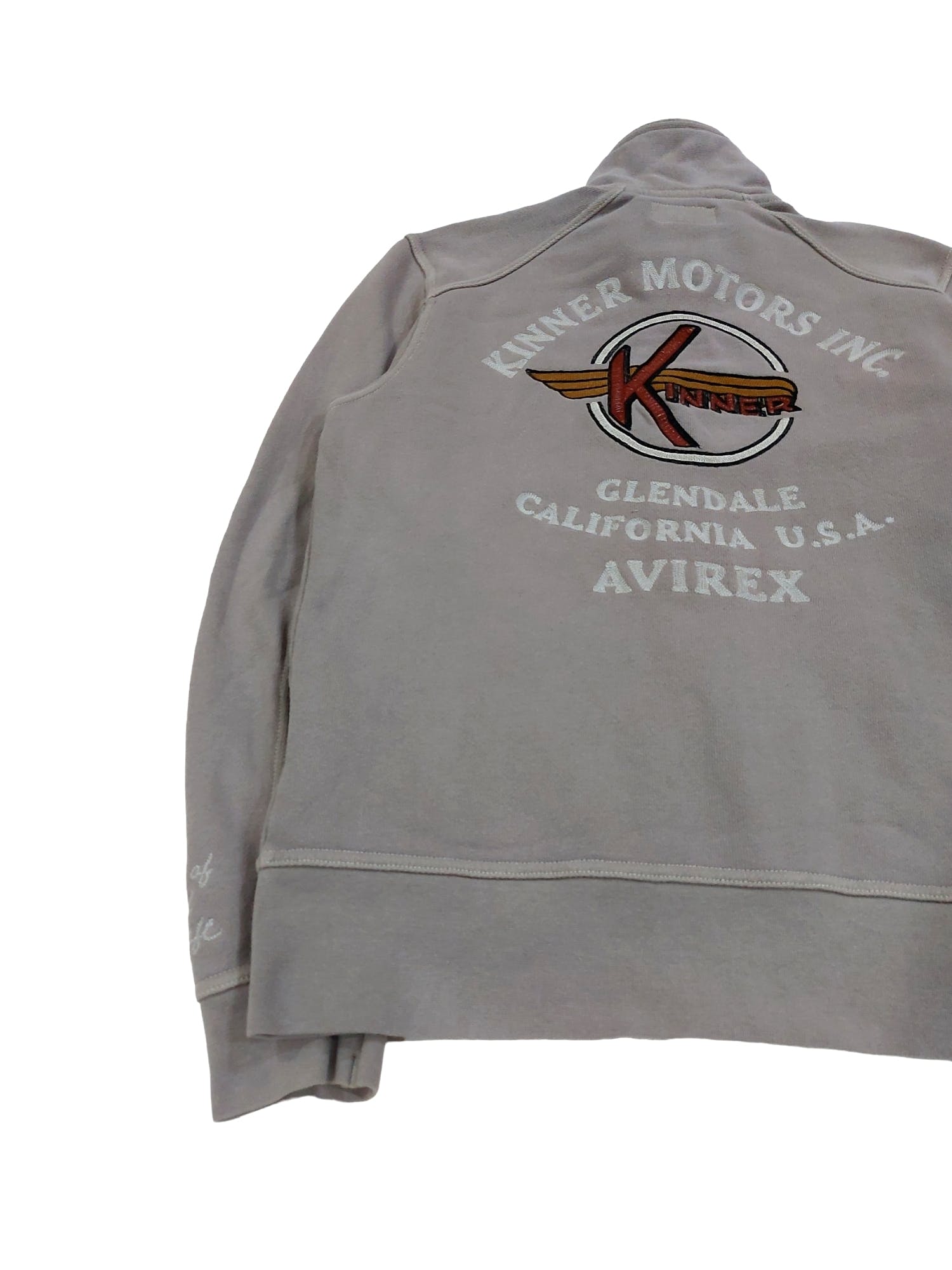 Military - RARE! VTG AVIREX "KINNER MOTORS INC." ZIP UP SWEATER - 4